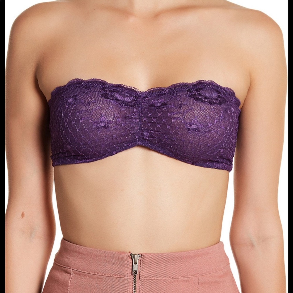 Intimately FP LACE bandeau strappy back royal purp